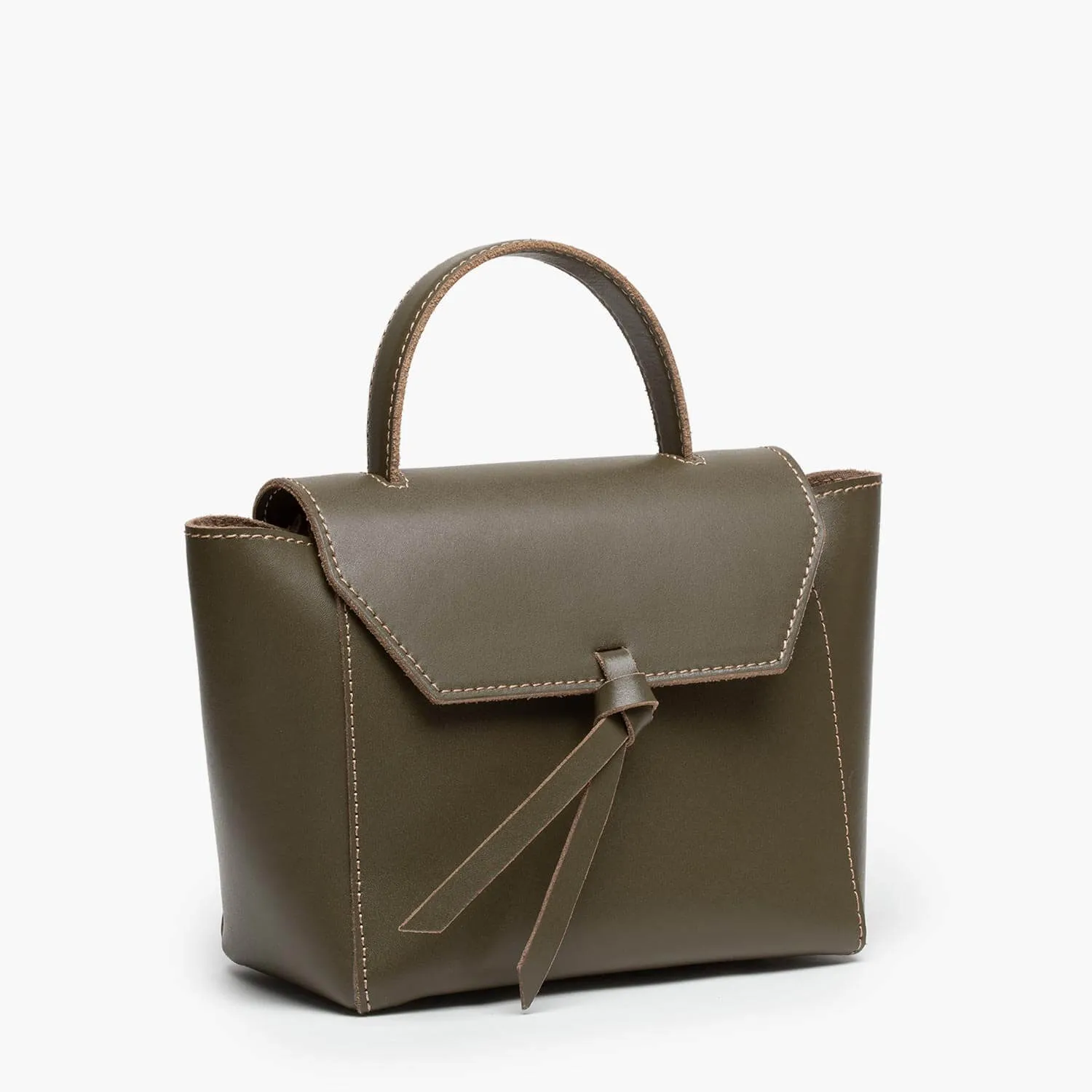 Siena Mini Leather Satchel Crossbody Bag - Olive