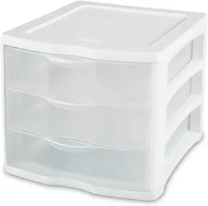 Sterilite 17918004 3 Drawer White Frame Clearview Organizer - Quantity of 1