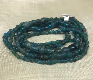 Strand of Deep Teal Ancient Cambodian Glass Beads