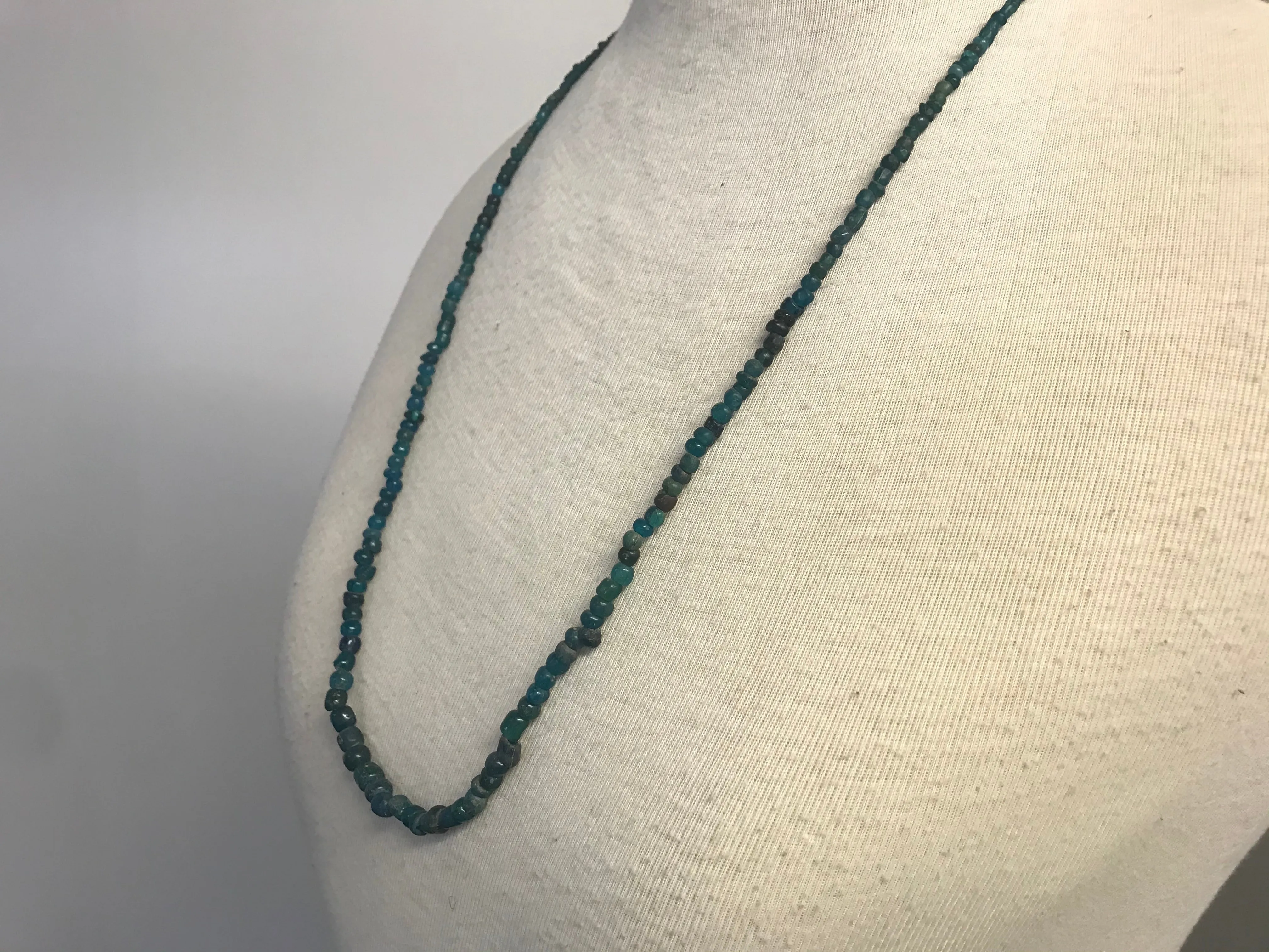 Strand of Deep Teal Ancient Cambodian Glass Beads