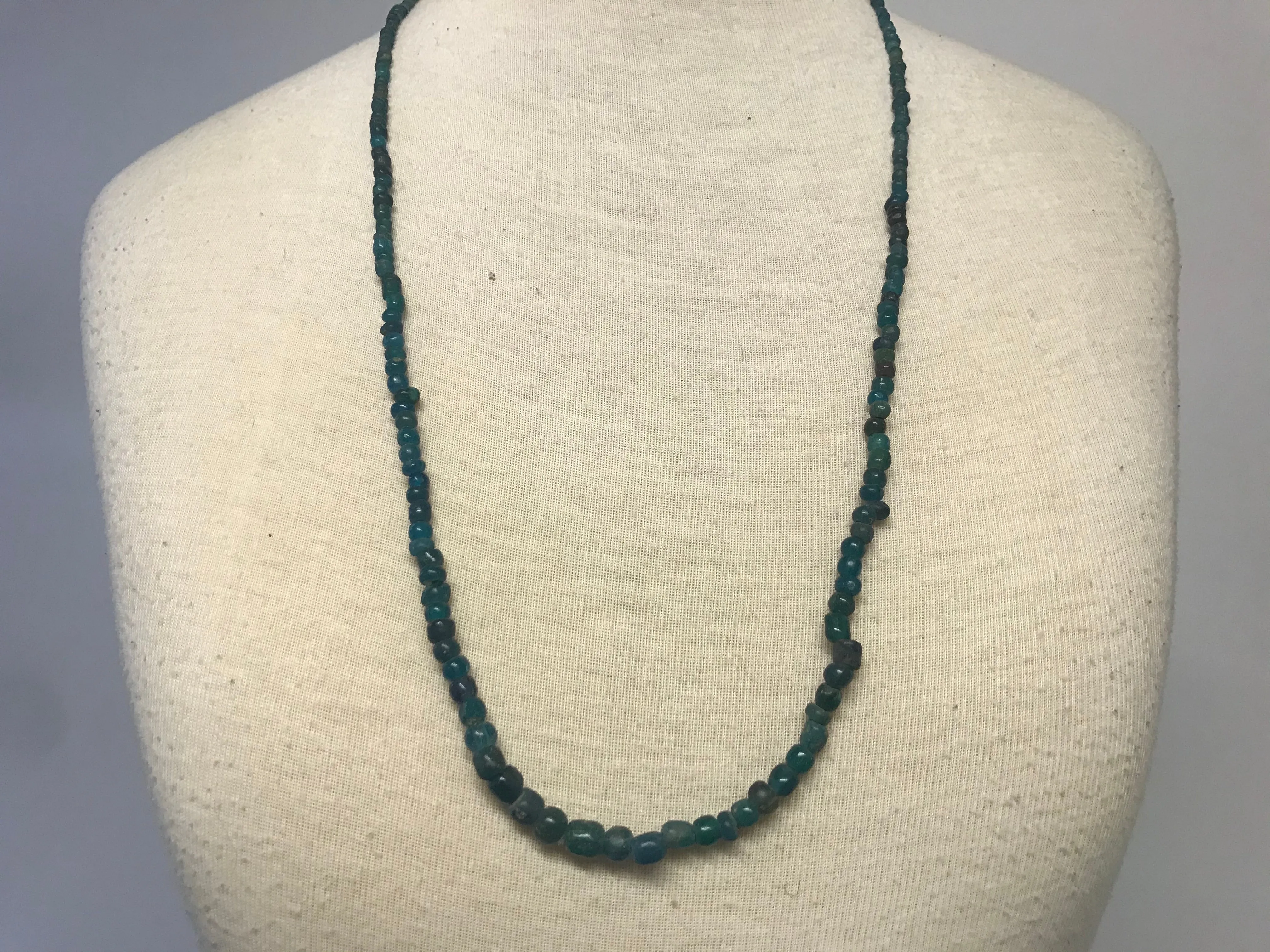 Strand of Deep Teal Ancient Cambodian Glass Beads