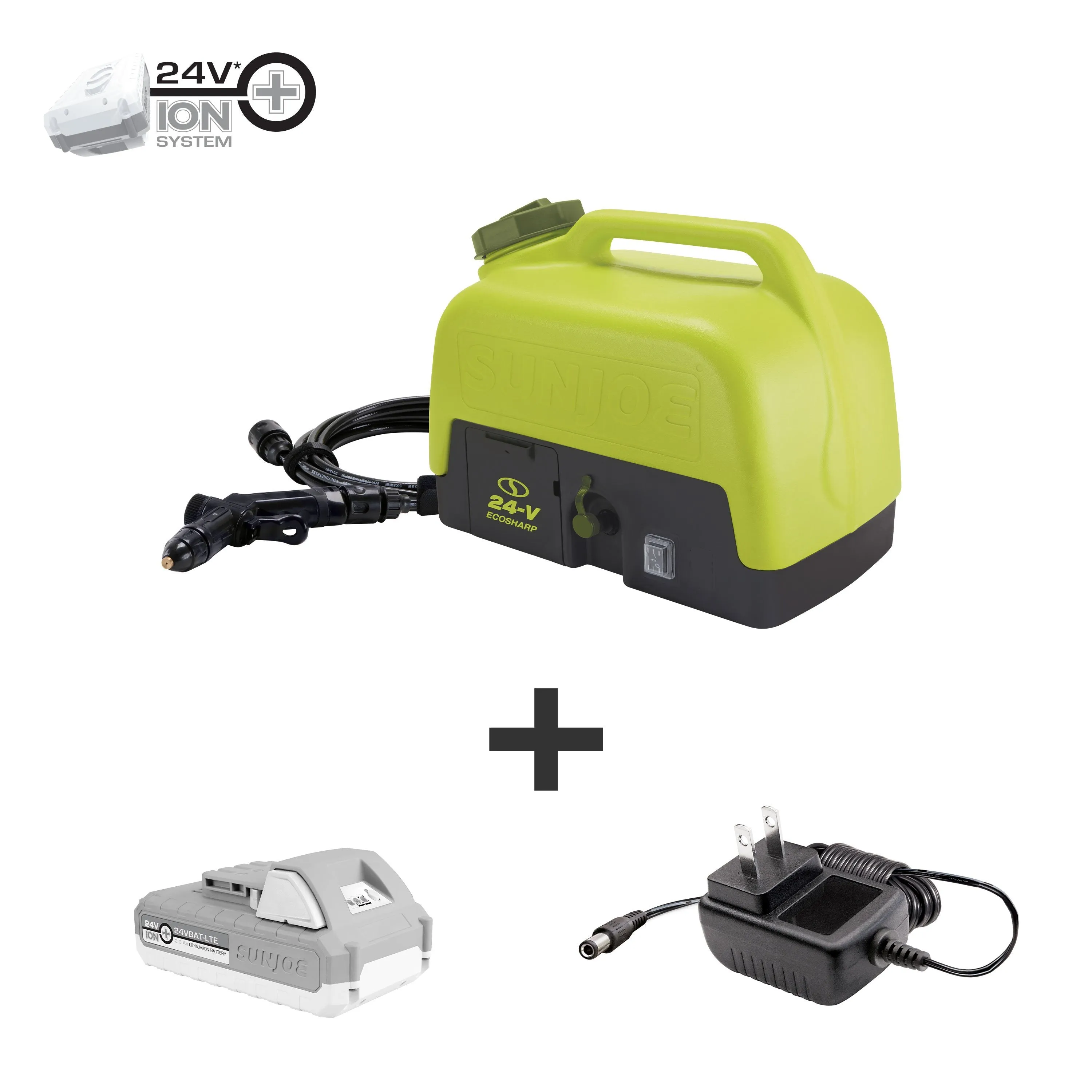 Sun Joe 24V iON  Cordless Go-Anywhere Portable Sink/Shower Spray Washer Kit | 5 Gal | w/ 2.0Ah Battery   Charger