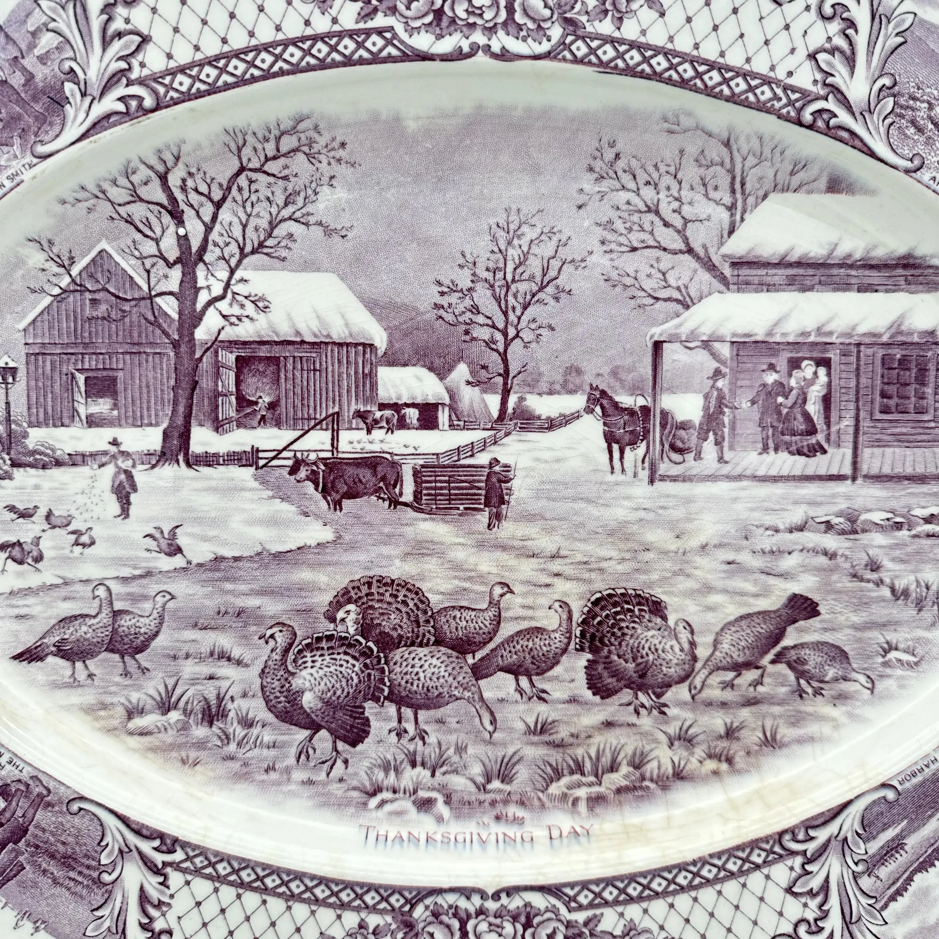 Thanksgiving platter with historical scenes — From A.G. Richardson & Co. in England