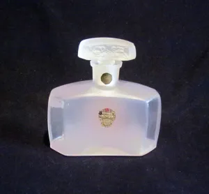 Three Flowers Perfume Bottle Vintage Richard Hudnut Frosted 8 Ounce Bottle 1920's Extremely Rare