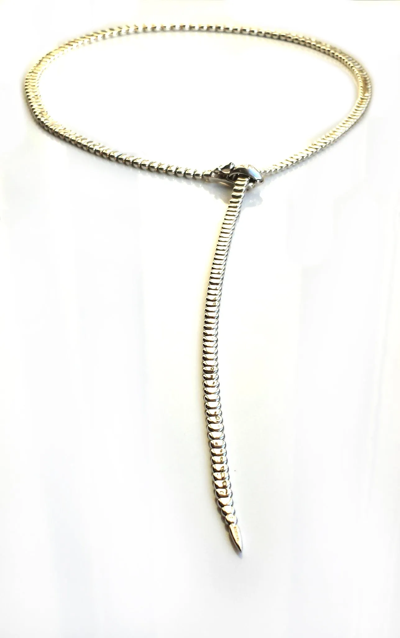 Tiffany & Co. Sterling Silver 28 inch Serpent / Snake Necklace by Peretti, with Box & Case