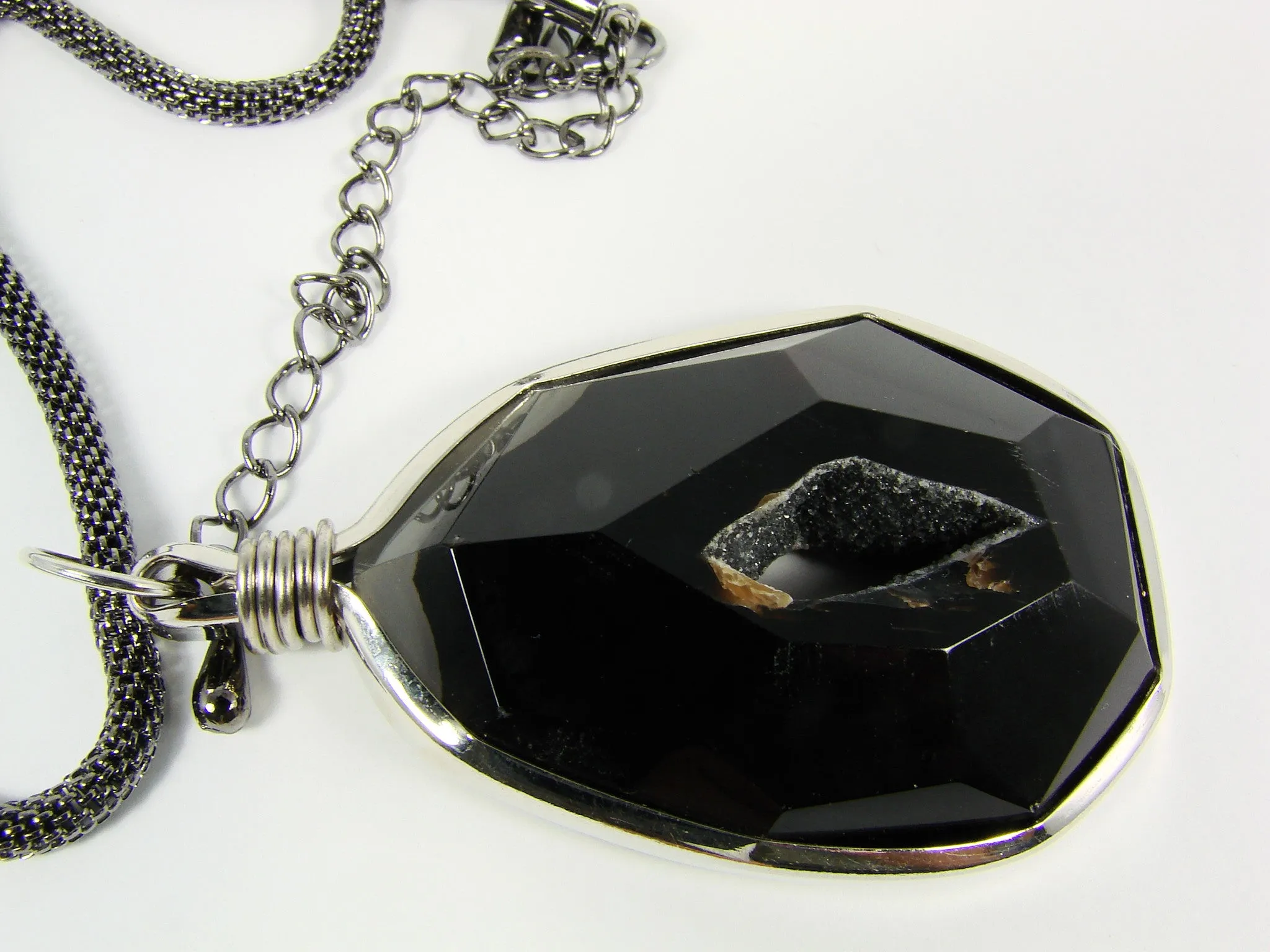 Unique Black Quartz Pendant Necklace