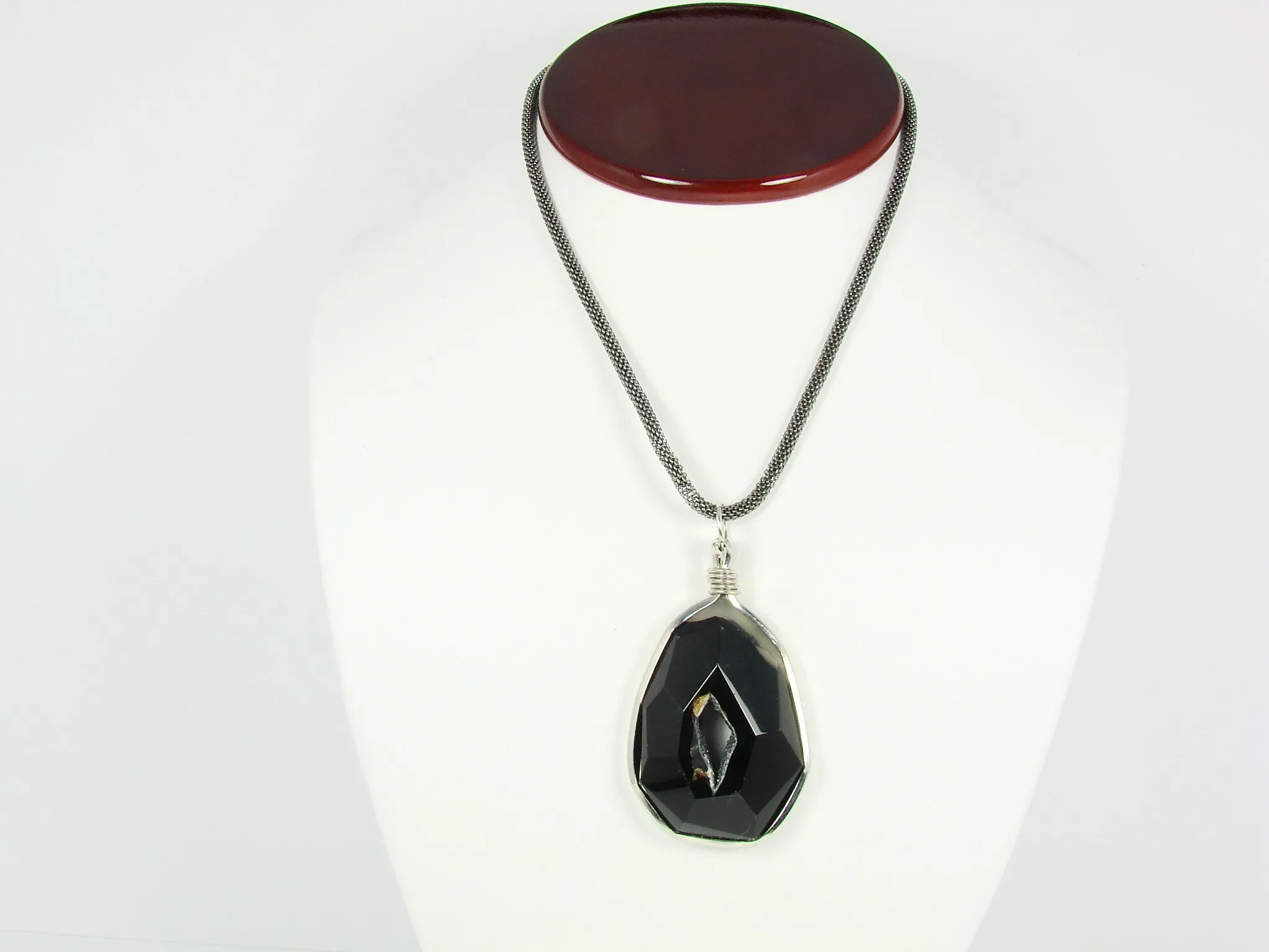 Unique Black Quartz Pendant Necklace