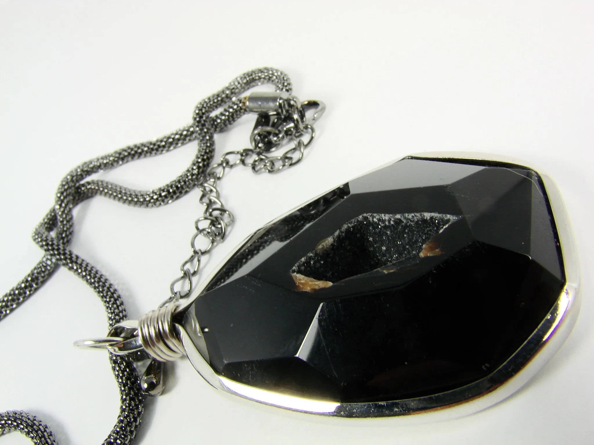 Unique Black Quartz Pendant Necklace