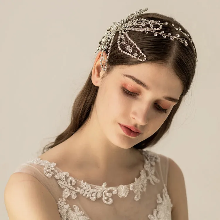 Unique Flower Crystal Wedding Headband