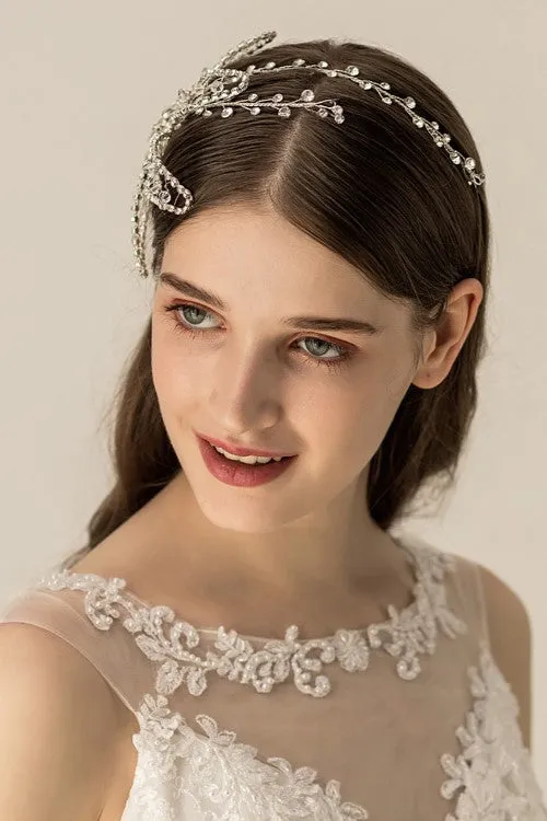 Unique Flower Crystal Wedding Headband