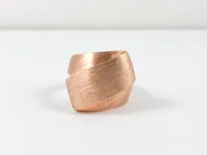 Unique Shaped Rose Gold Matte Design Brass Ring