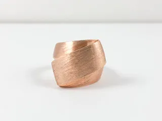 Unique Shaped Rose Gold Matte Design Brass Ring