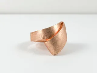 Unique Shaped Rose Gold Matte Design Brass Ring