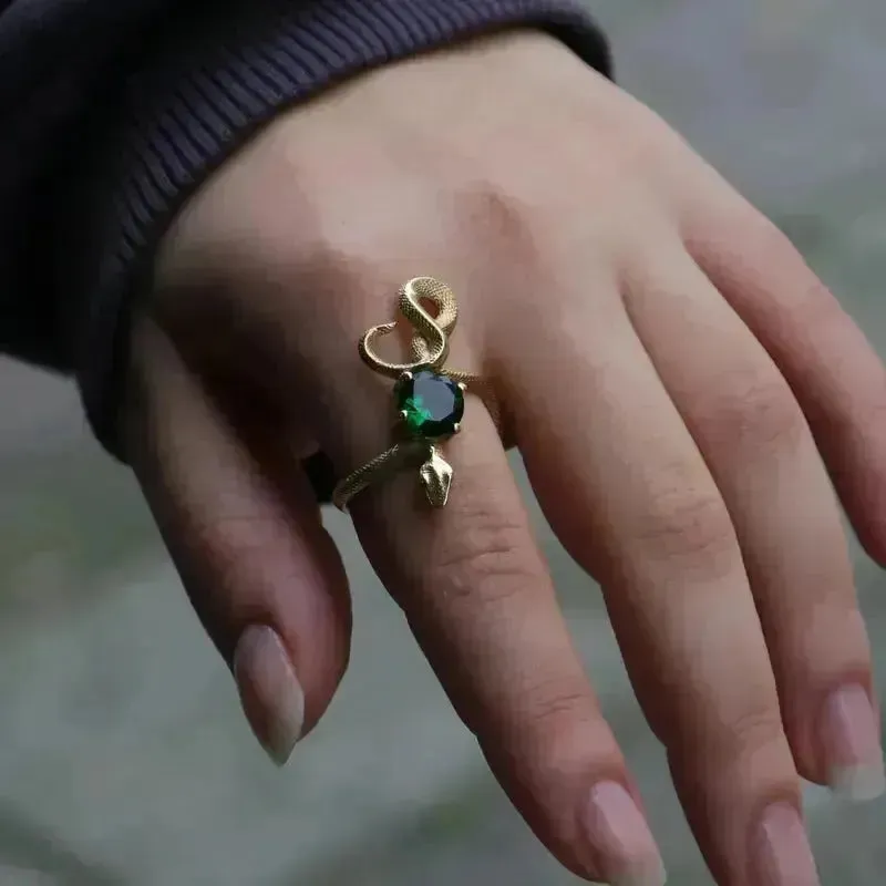 Unique Snake Emerald Ring