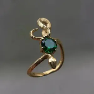 Unique Snake Emerald Ring