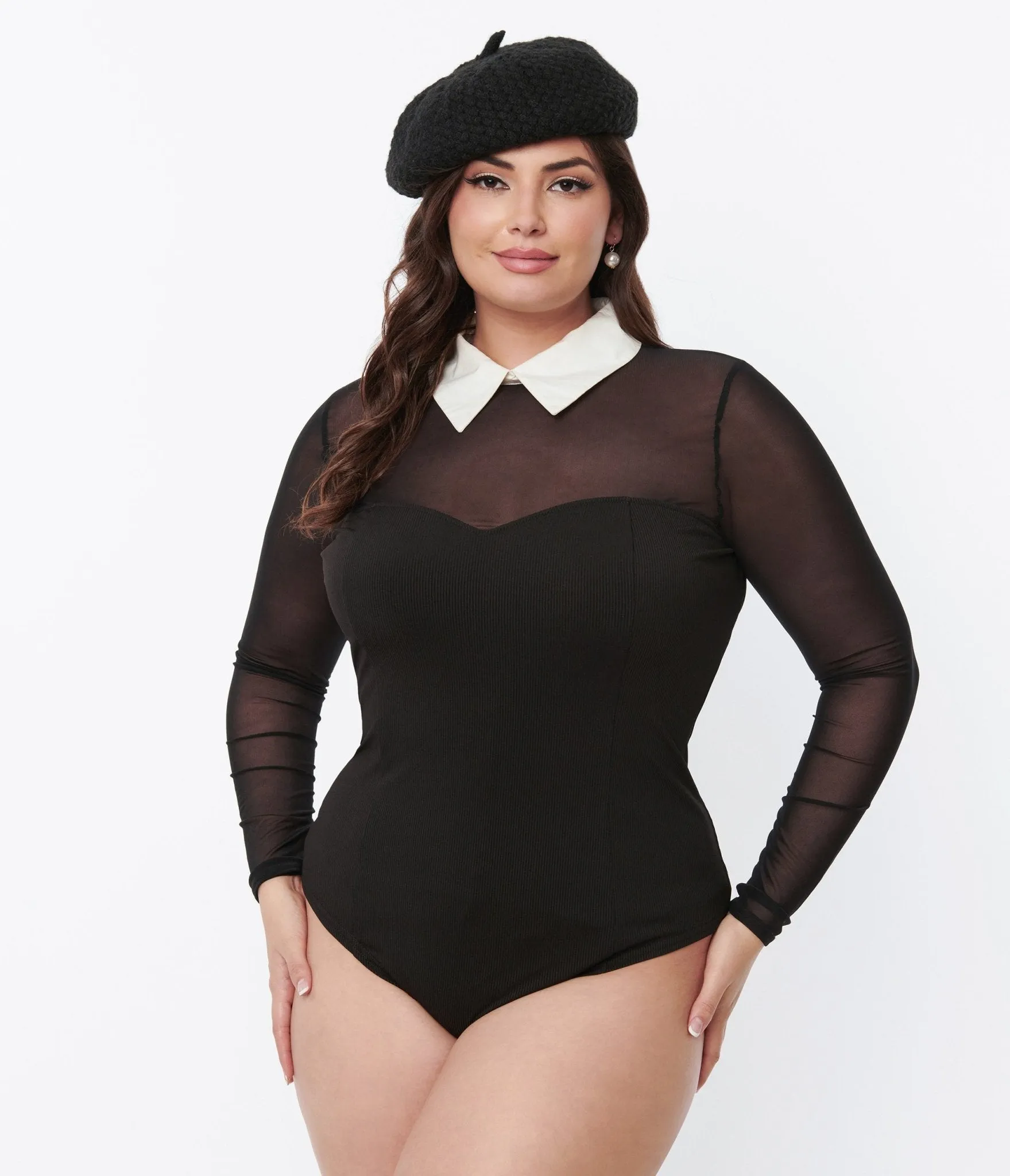 Unique Vintage Black Mesh Bodysuit