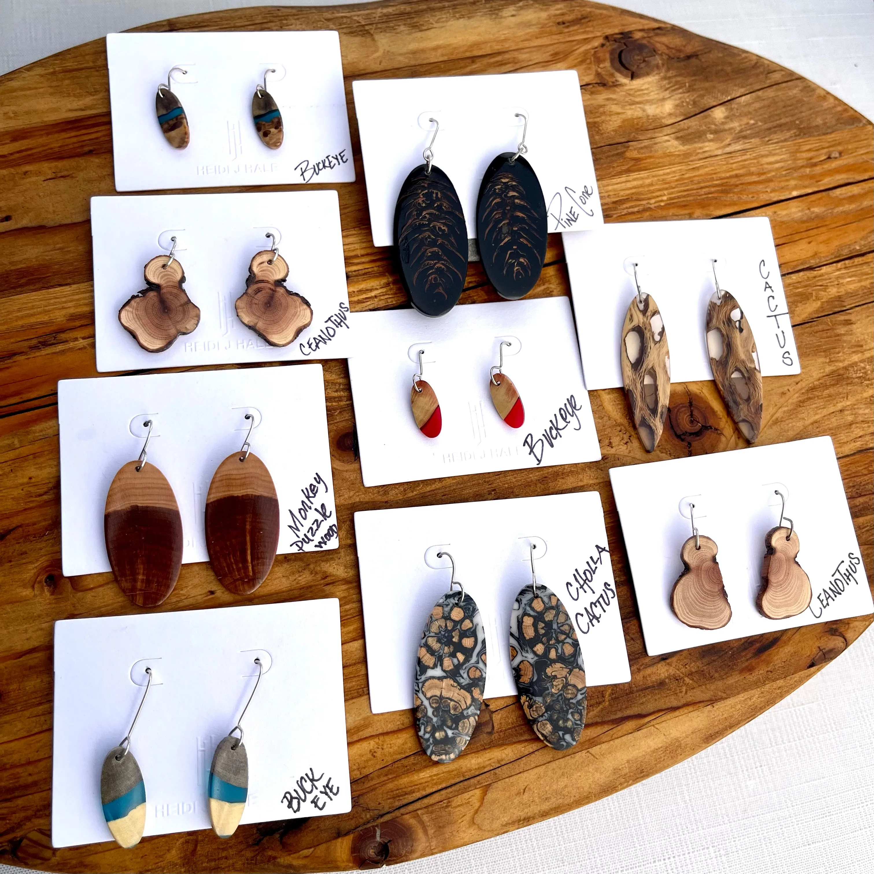 Unique Wood & Resin Earrings