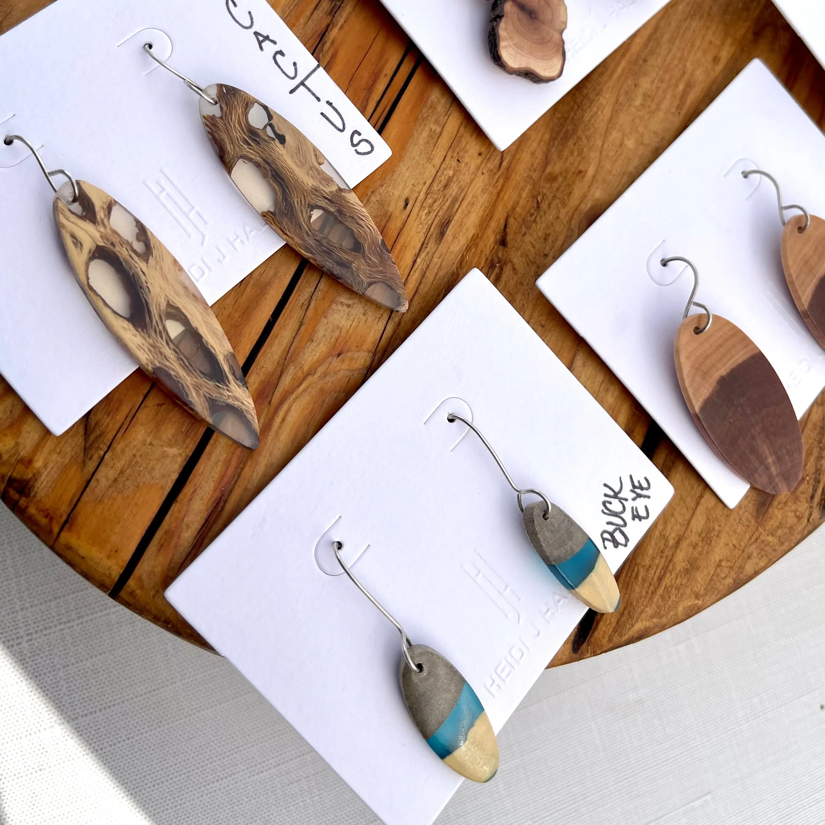 Unique Wood & Resin Earrings