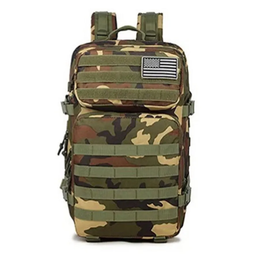 USA flag printing Outdoor 3P multi-functional 45L large-capacity tactical backpack camouflage field waterproof sports mountaineering backpack