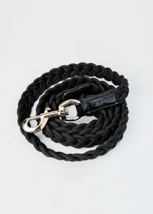 VEGAN LEATHER BRAIDED MIDNIGHT BLACK LEASH