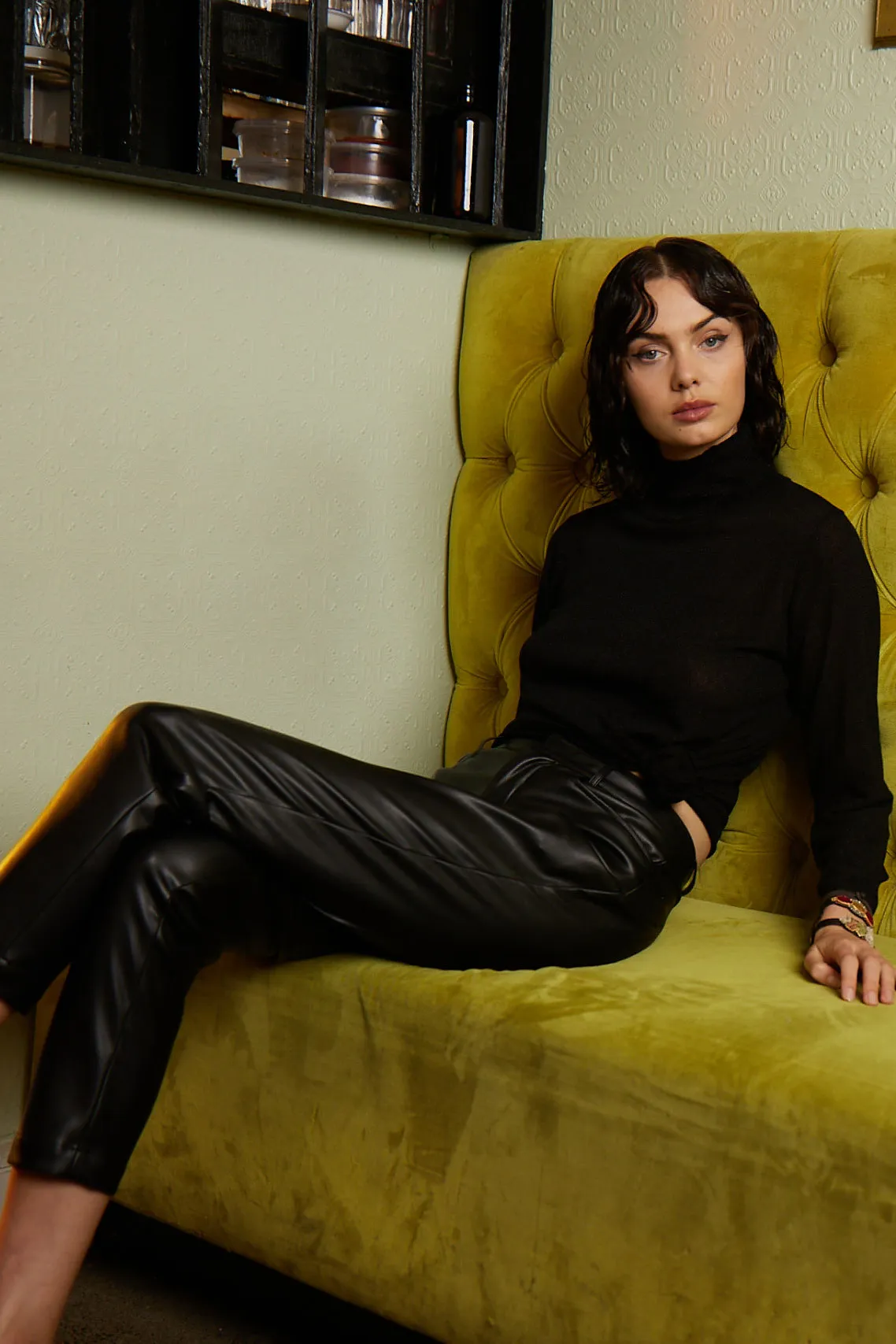 VEGAN LEATHER TUX PANT