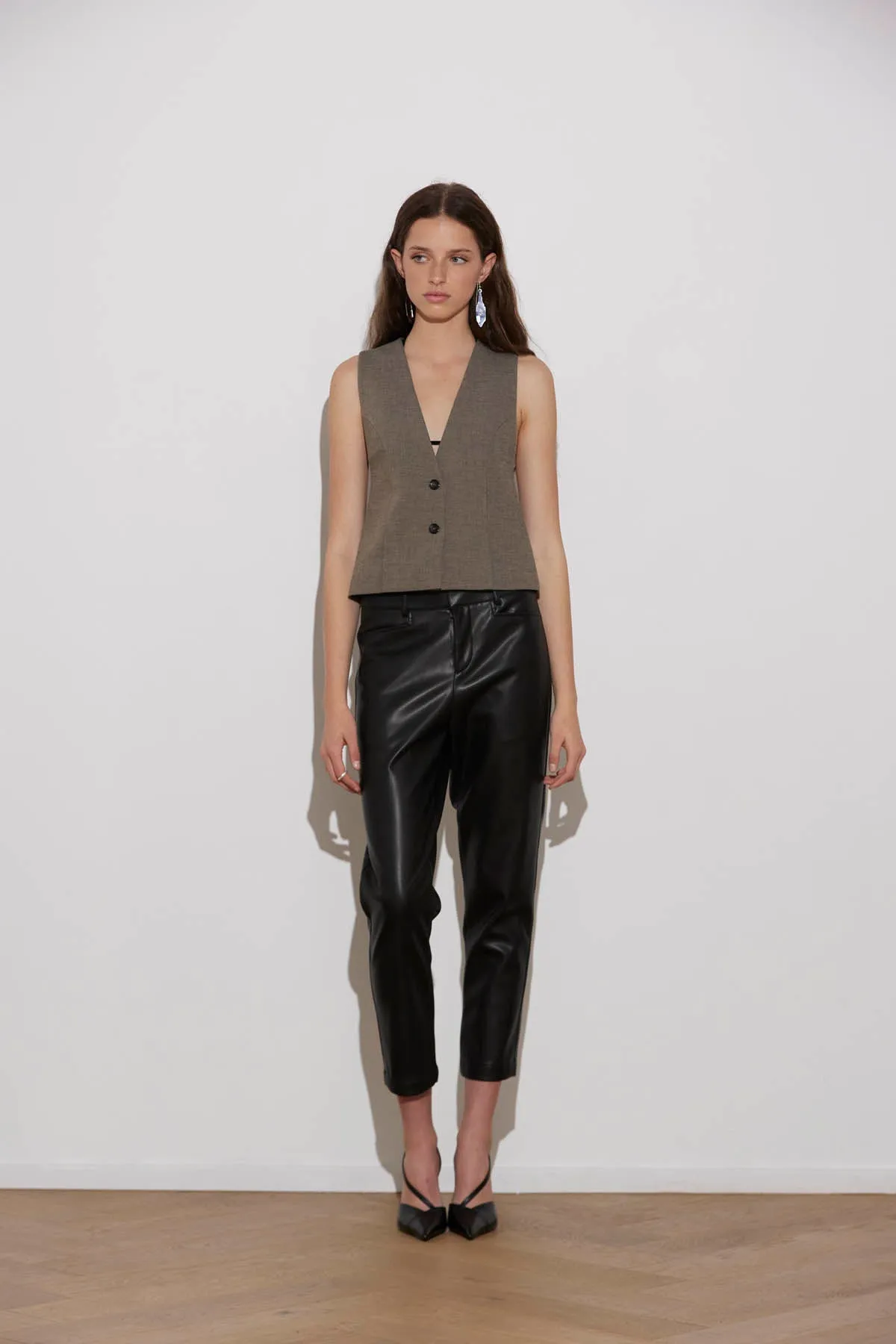 VEGAN LEATHER TUX PANT