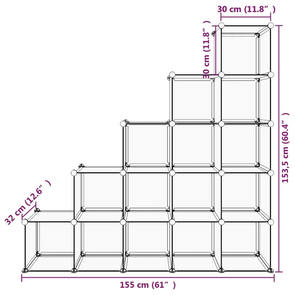 vidaXL Storage Cube Organizer with 15 Cubes Black PP - Organize and Optimize Your Space