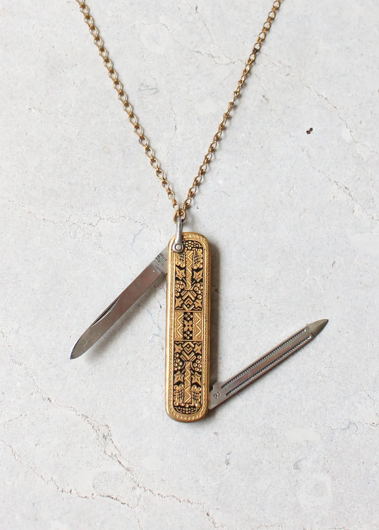 Vintage 1950s German Hugo Bauermann Pocket Knife Necklace