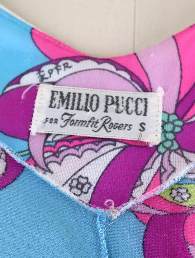 Vintage 1960s Emilio Pucci Robe Nightgown / Aqua & Pink