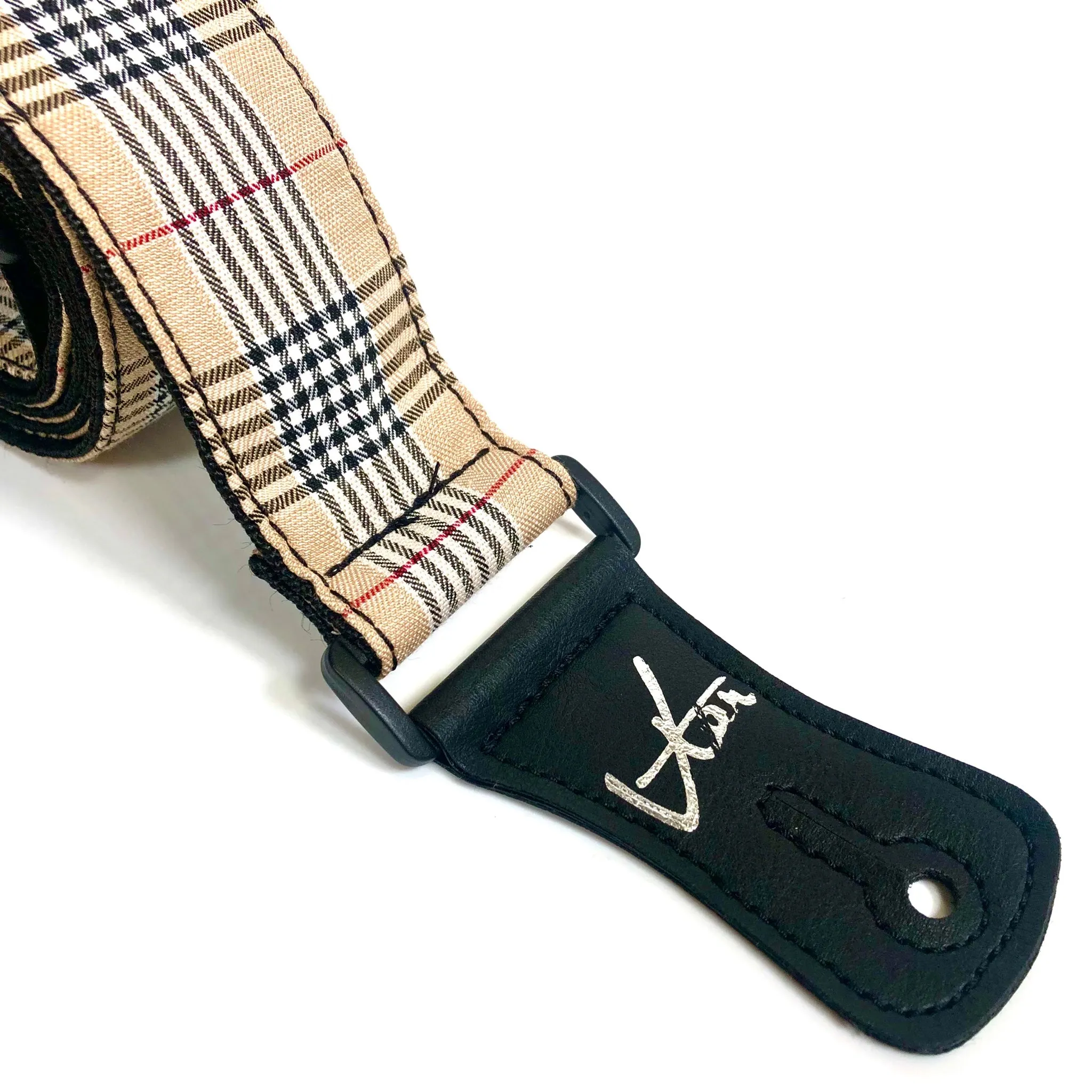 Vtar Vegan Guitar Strap, Electric Acoustic Bass - Beige Tartan