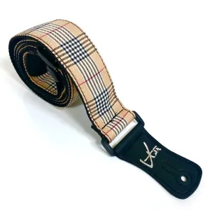 Vtar Vegan Guitar Strap, Electric Acoustic Bass - Beige Tartan