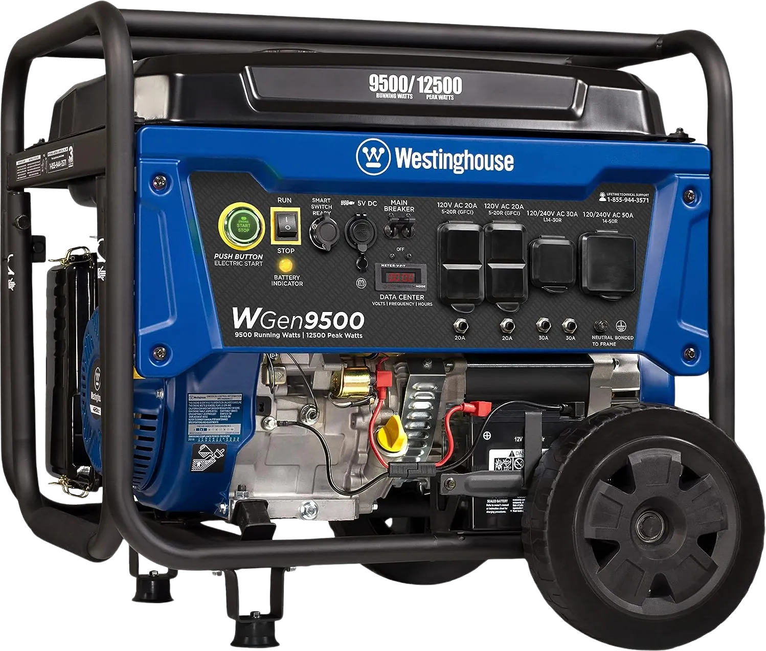 Westinghouse WGen9500 Generator 9500W/12500W 50 Amp Remote Start Gas New