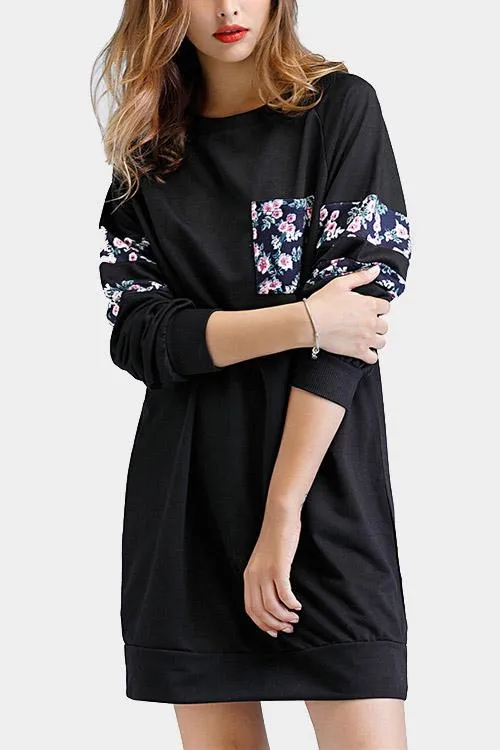 Wholesale Long Sleeve Floral Print Fashion Fashion Mini Dress