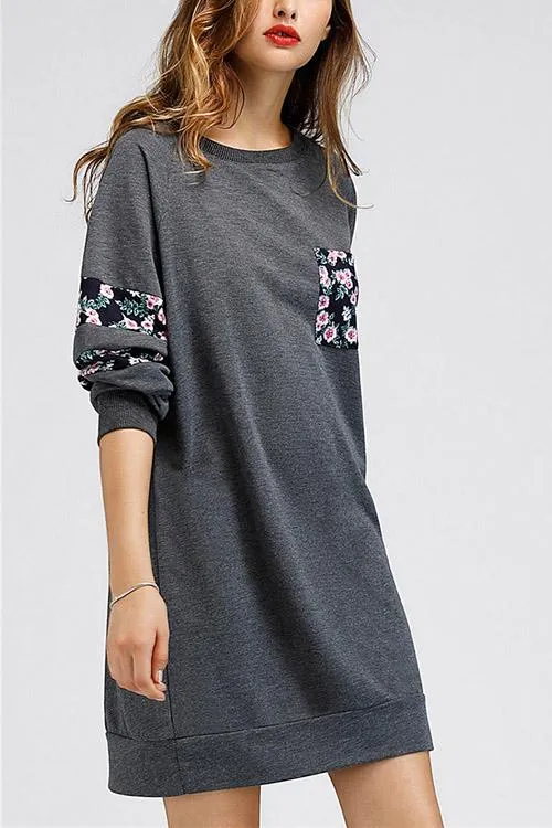 Wholesale Long Sleeve Floral Print Fashion Fashion Mini Dress