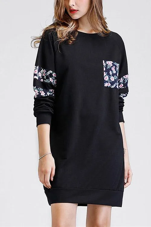 Wholesale Long Sleeve Floral Print Fashion Fashion Mini Dress