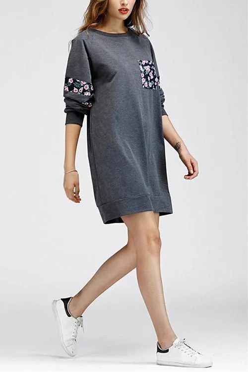 Wholesale Long Sleeve Floral Print Fashion Fashion Mini Dress