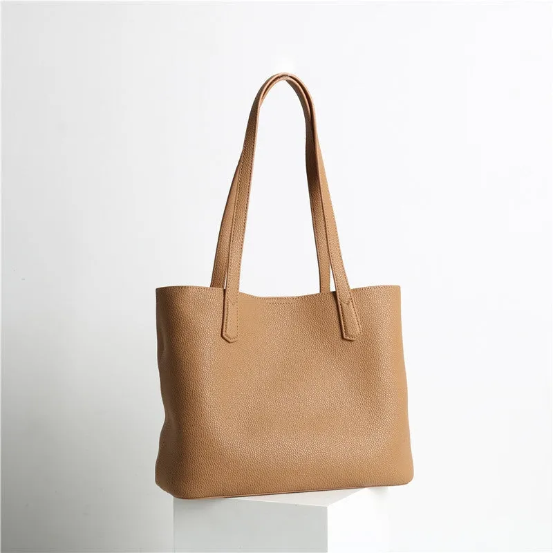 Women's Large Leather Shopping Tote Bag