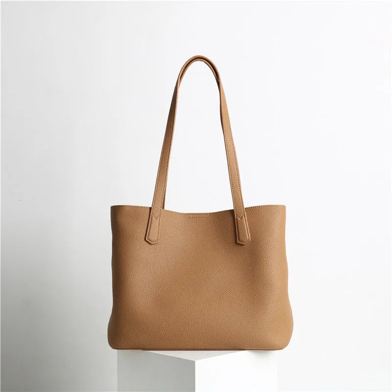 Women's Large Leather Shopping Tote Bag