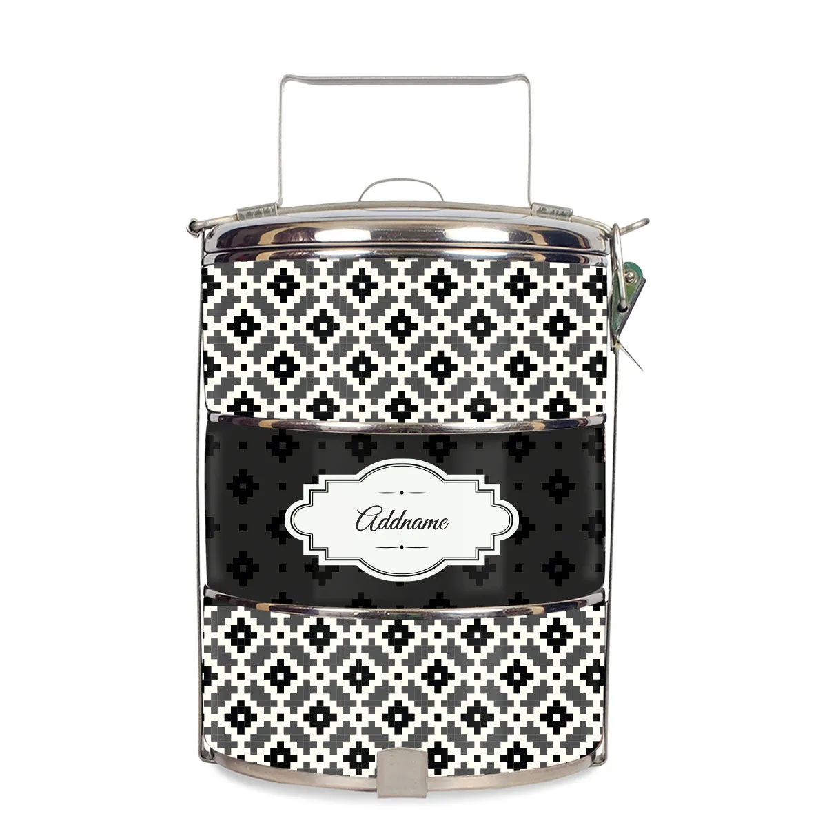 Zellige Moroccan & Mosaic Series 3-Tier Standard Medium 14cm Tiffin Carrier [FREE Custom Add Name]