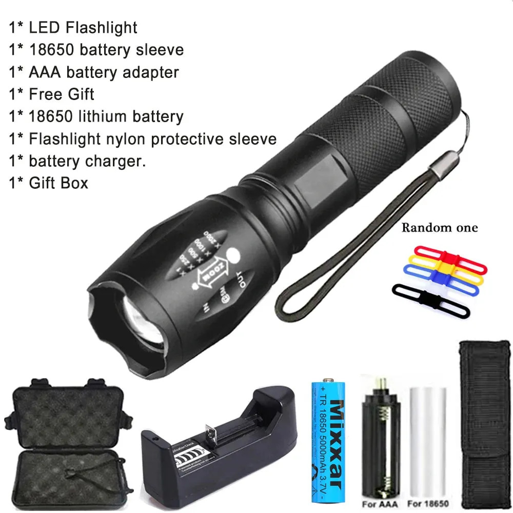 ZK30 Portable Powerful LED Lamp T6 Flashlight Linterna Torch Uses 18650 Chargeable Battery Outdoor Camping Tactics Flash Light